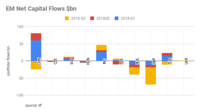 Emerging markets portfolio flows deteriorated in 2018, most volatile year since 2010