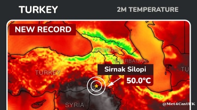 50° “edge of survival” heat hits Turkey for first time in recorded history