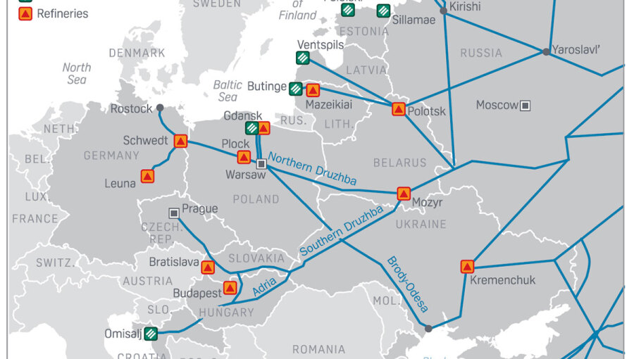 Oil flows to Europe from Russia used to be diverse and heavily used prior to the latter's invasion of Ukraine. Sanctions on Russian oil do not prevent crude from Central Asian countries from using the same infrastructure to reach Europe.