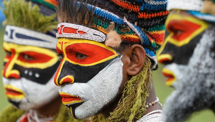 Performers in a 'Sing Sing' tribal dance event in Papua New Guinea