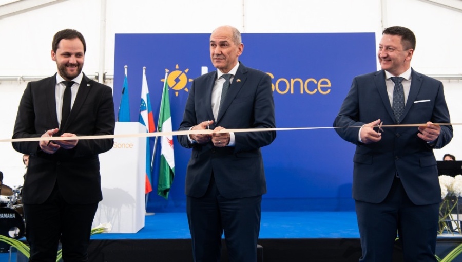 Prime Minister Janša in Prapretno attends the opening of the largest solar power plant in Slovenia.
