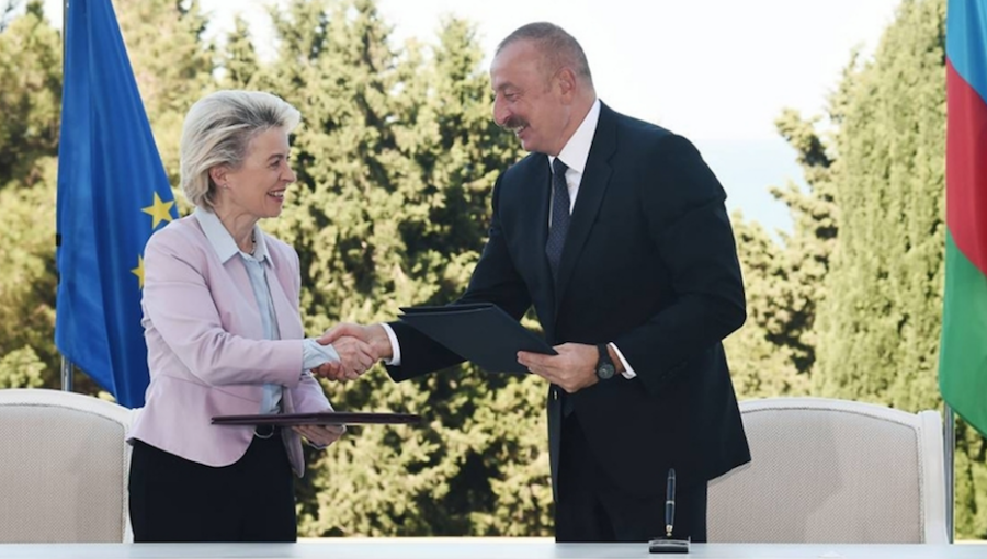 European Commission President Ursula von der Leyen and Azerbaijani President Ilham Aliyev signed the gas deal in July 2022.