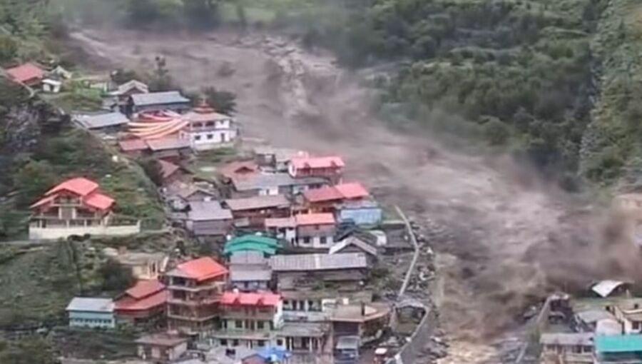 Indian village completely destroyed by sudden cloudburst.