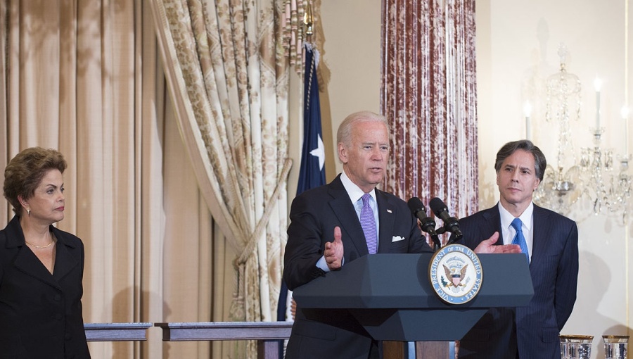 Tony Blinken (r), listens to Joe Biden, whom he has been tapped to serve as US secretary of state. Blinken is a clear enthusiast for the nuclear deal with Iran.