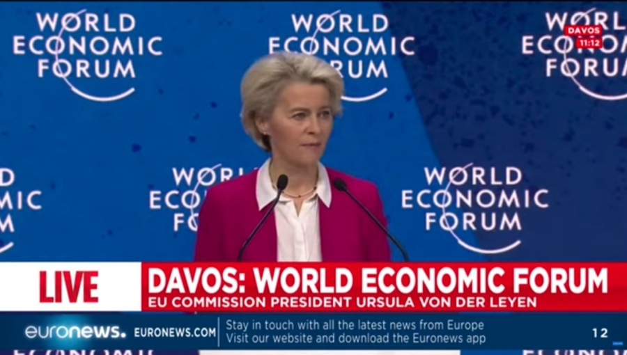 EC President Ursula von der Leyen told Davos delegates: “Ukraine’s fight is a defining moment for all democracies of the globe.”
