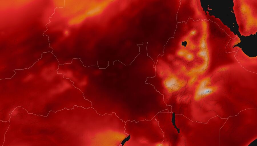 The highest temperature recorded in the region on March 18 was 45°C near the border of Sudan and South Sudan.