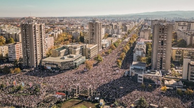 Tens of thousands rally in Serbia's Novi Sad one year after deadly station collapse