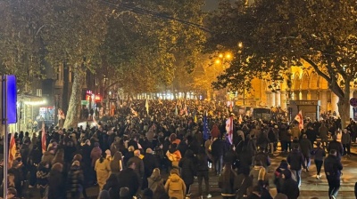 Georgians mark a year of non-stop anti-government protests in Tbilisi