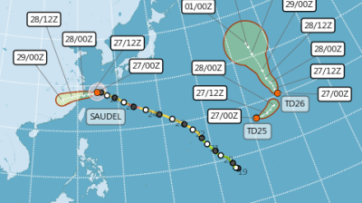 Taiwan releases sea warning as Typhoon Saudel skirts north towards China