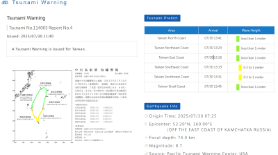 Kamchatka M8.8 quake; Asia region tsunami update