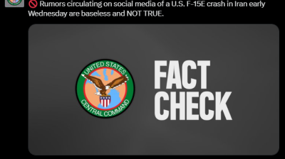 CENTCOM denies Iran's claim it shot down F-15E Strike Eagle, calls reports 'baseless'