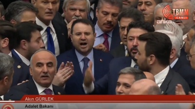 Brawl erupts in Turkish parliament as Erdogan names jailer of opposition as justice minister