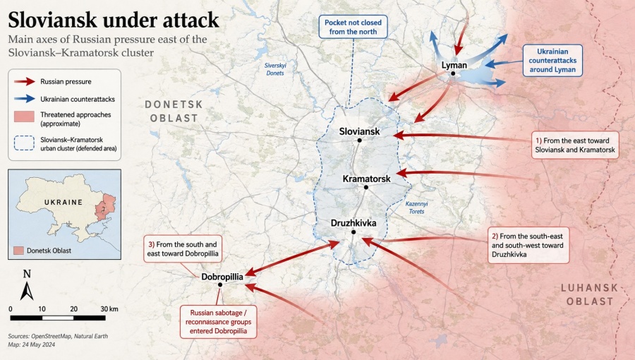 Sloviansk is declared a combat zone as Ukraine's air defence stops firing back
