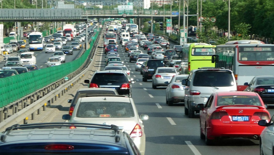 Beijing traffic jam. China now has more cumulative CO2 emissions than the EU. 
