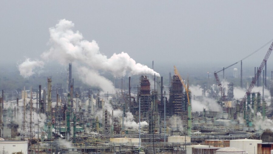 ExxonMobil refinery, Baton Rouge. Just 57 fossil fuel and cement producers – including ExxonMobil – were responsible for 80% of global fossil CO2 emissions since the Paris Agreement.