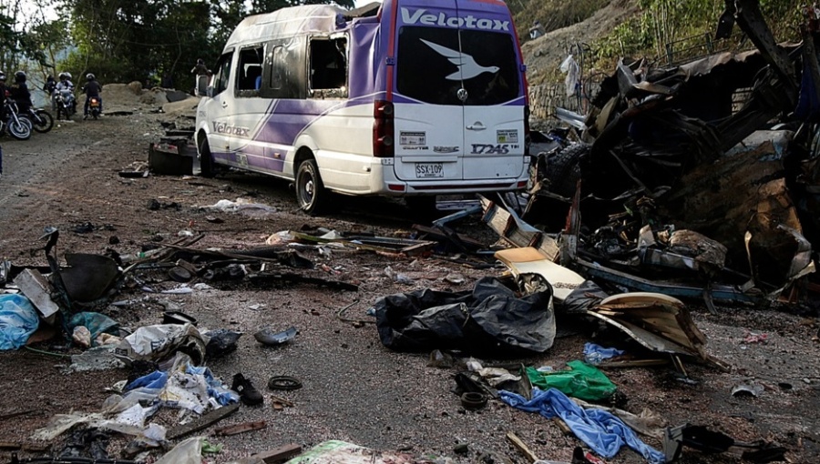 Colombia pre-election violence escalates after bus bombing kills 20