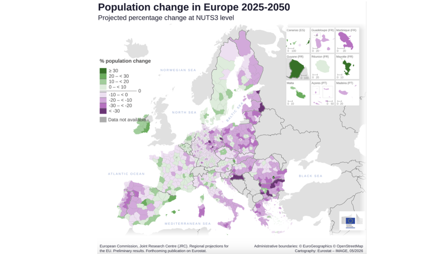 EU population to decline from 2029, east-west demographic divide widens