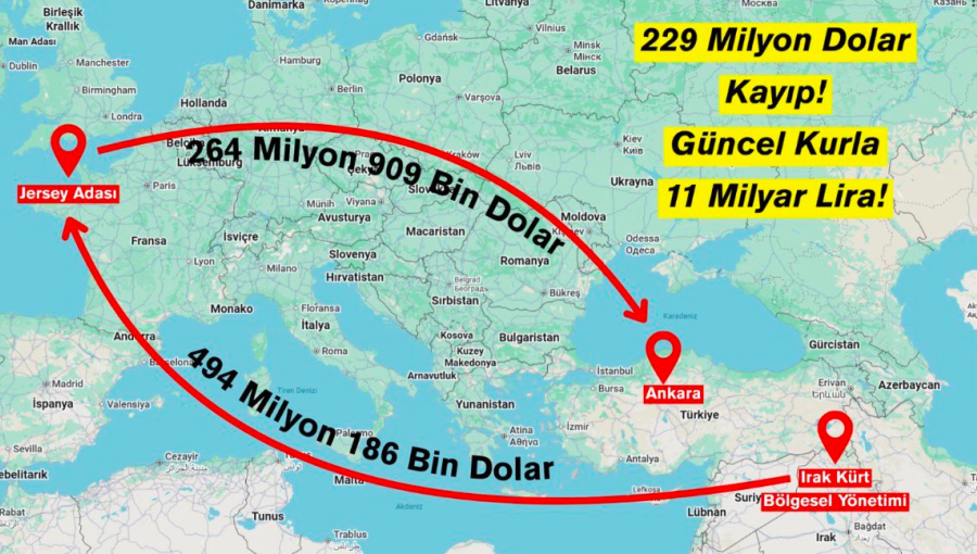 Blink and you'll miss it. While $494mn went to Jersey, only $265mn of it later appeared in Ankara, according to lawmaker Deniz Yavuzyilmaz.