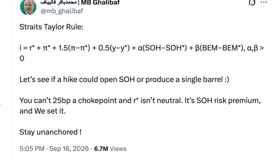 Iran mocks Fed rate rise with Strait of Hormuz Taylor curve equation