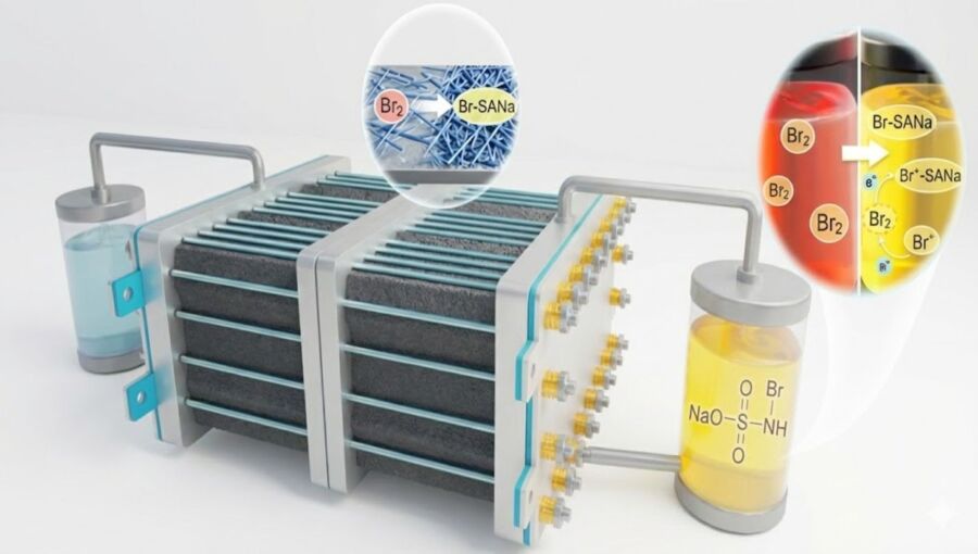 Chinese scientists develop new system for high-energy-density, long-life, multi-electron transfer bromine-based flow batteries.
