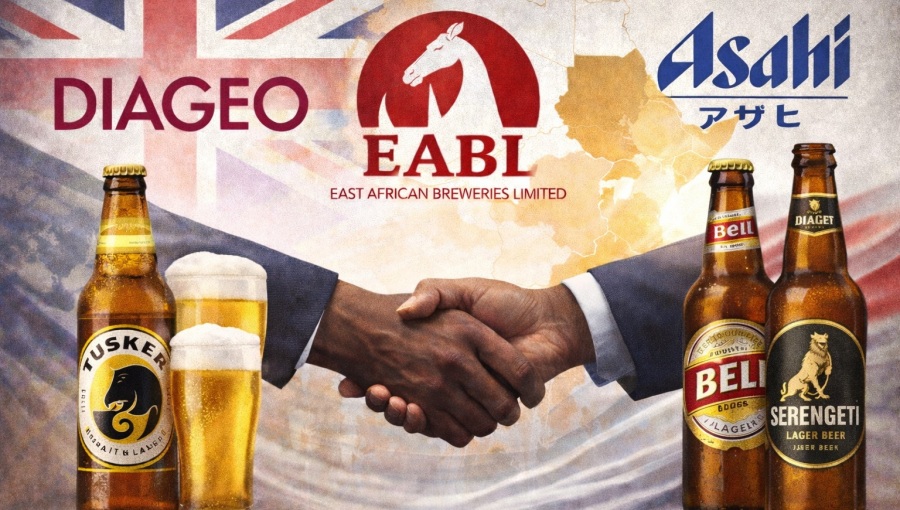 Diageo agrees to sell entire 65% stake in East African Breweries to Asahi for $2.3bn