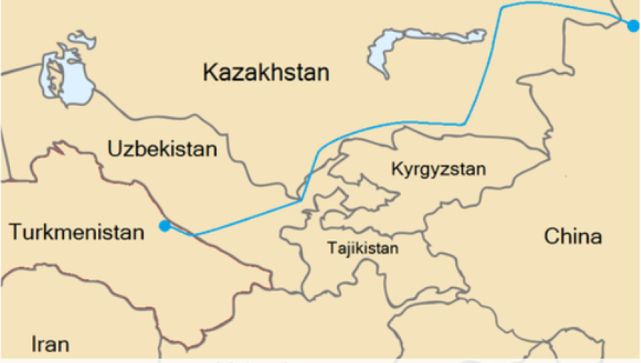The route of the Central Asis-China Gas Pipeline, commissioned in 2009.